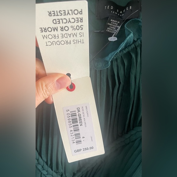 Nwt TED BAKER LONDON  dark green rope detail mini dress size 4 ~ UK 14 ~ L - Picture 7 of 10